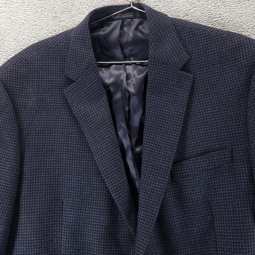 Lauren Ralph Lauren Blazer Mens 44R Blue Wool Check Sport Coat Houndstooth